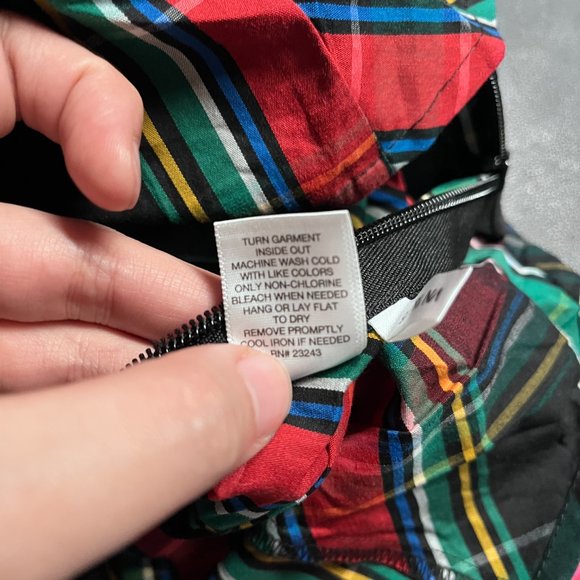NWT New York & Company Green Red Plaid Bustier Blouse Size S - Picture 8 of 10